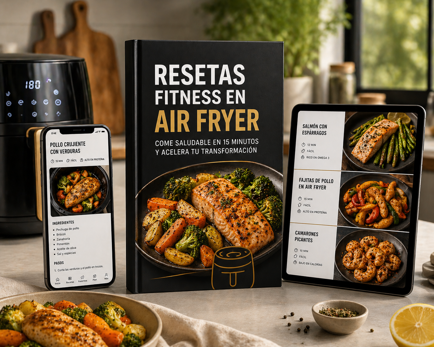 Resetas fitness en Air Fryer: Come saludable en 15 minutos y acelera tu transformacion